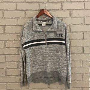 Marbled Gray PINK Half Zip Sweater